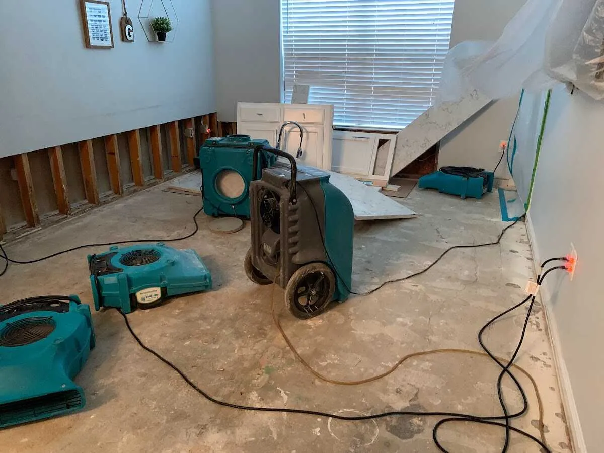 Dehumidifier in flood-cut room for Water Extraction & Removal in Thousand Oaks